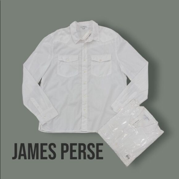 𝅺James Perse Men’s Cotton White Button Down Shirt - Picture 2 of 4
